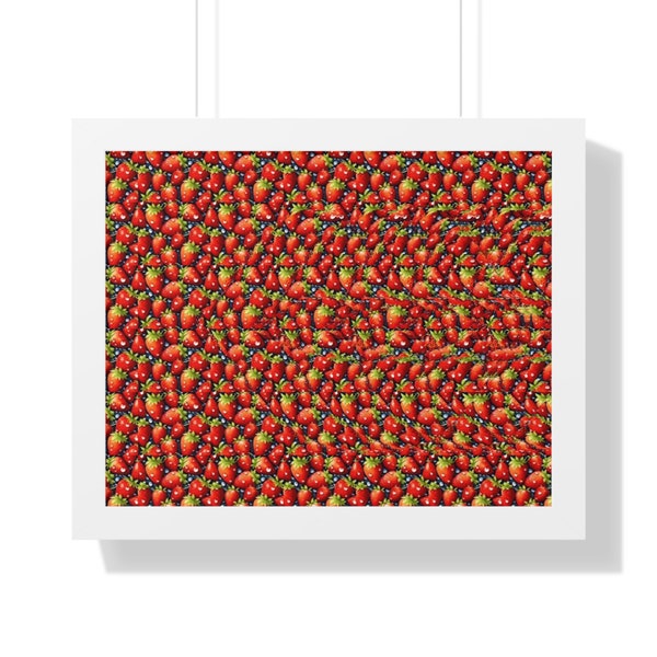 Lips STEREOGRAM  Hidden 3D Poster With FRAME, MATTE Finish in Archive-worthy Ink, Horizontal Wall Art, With Magic Eye Print