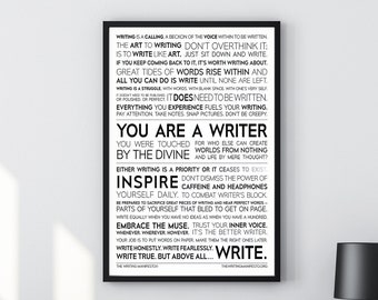 Writer Inspirational Framed Print — Writing Muse Invoker & Gift Idea for Writers, Poets, Authors, Novelists / Writer Wall Art / 18x24" Matte