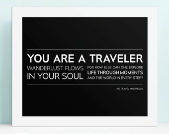 Traveler Inspirational Digital Printable Art / Wanderlust Sign Gift for World Map Traveling / Travel Adventure Print / Home Office Screen