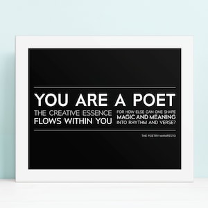 Poeci Motywacyjny Wydrukowany Plakat / Cyfrowy Wydruk Pisania i Cytat Poezji Prezent / Lek na Blok Pisarza / Klasa Angielskiego / SVG PDF JPG