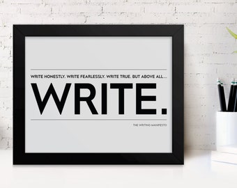 Writing Inspirational Quote 8x10 Inch Frame Print — "But Above All...Write" Motivational Wall Art Poster for Writers / Author Writer's Gift