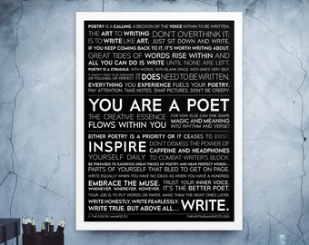 Poet Motivational Print / 12x16" or 18x24” Wall Art Poetry Poster / Birthday or Holiday Gift for Poets & Writers / Framed Black Matte Print