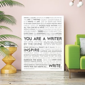 Inspirational Writer 18x24&quot; Canvas Print — Motivational Writing Quotes / Inspiration for Writers, Authors & Poets / Wall Art Poster Gift
