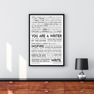 The Writing Manifesto Framed Glossy — Writer Gift with Motivational Quotes / Poster for Writers & Authors / 18x24&quot; Literary Wall Art Print