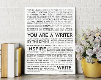 The Writing Manifesto 12x16 Canvas Print — Motivational Words and Quotes / Inspiration for Writers, Authors, Poets / Wall Art Poster Gift