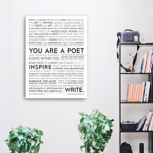 Poet Motivational 18x24” Glossy Poster / The Poetry Manifesto Inspirational Print / Cure for Writer’s Block / Literary Poem Wall Art Gift