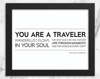 Travel Inspiration Digital Print / PRINTABLE ART / Wanderlust Sign Gift for World Map Traveling / Traveler Explorer Journey Adventure Poster