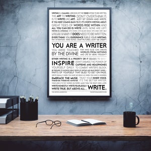 Inspirational Writer 18x24 Canvas Print Motivational Writing Quotes /  Inspiration for Writers, Authors & Poets / Wall Art Poster Gift 