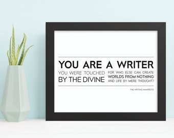 Writing Inspiration Digital Print / PRINTABLE ART / The Writing Manifesto Poster / Writer Author Poet Wall Art Gift / 8x10, 16x20 inch Print