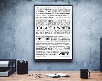 The Writing Manifesto 12x16 Framed Print — Written Inspiration to Invoke the Muse & Cure Writers Block / Writer Author Gift / Matte Poster