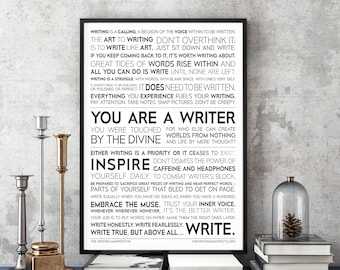 The Writing Manifesto 18x24&quot; Print —  Gift for Writer, Author, Poet, Novelist / Writer&#39;s Inspiration Muse Sign / Writers Gift / Matte Poster