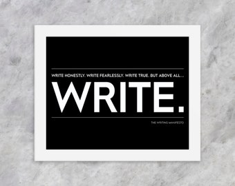 Writing Inspirational Print — "But Above All...Write" Motivational Wall Art Poster for Writers / Author Writer Quote 8x10 Inch Frame Gift