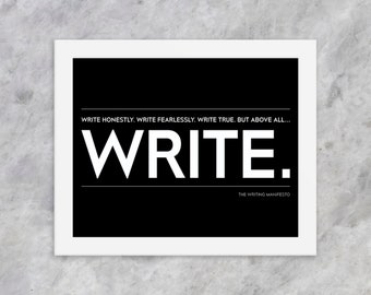 Inspirierender Druck schreiben — "Aber vor allem... Write" Motivierende Wandkunst Poster für Schriftsteller / Autor Schriftsteller Zitat 8x10 Zoll Rahmen Geschenk