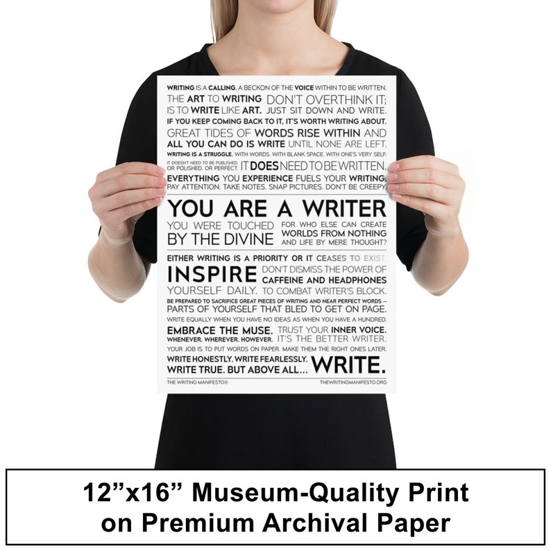 The Writing Manifesto Print Gift for Writer, Author, Poet, Novelist / Writer Inspiration Muse Sign / Writers Gift / 12x16in Glossy Poster image 4