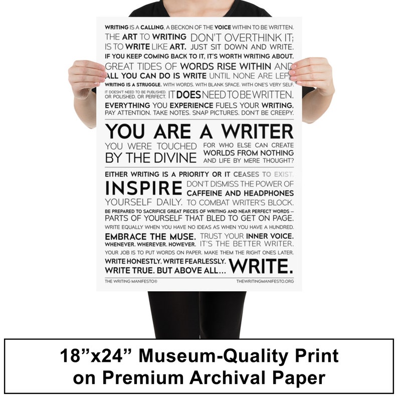 The Writing Manifesto 18x24 Print for Writer, Author & Poet / Poetry Wall Art / Birthday Holiday Gift / English Classroom / Glossy Poster image 4