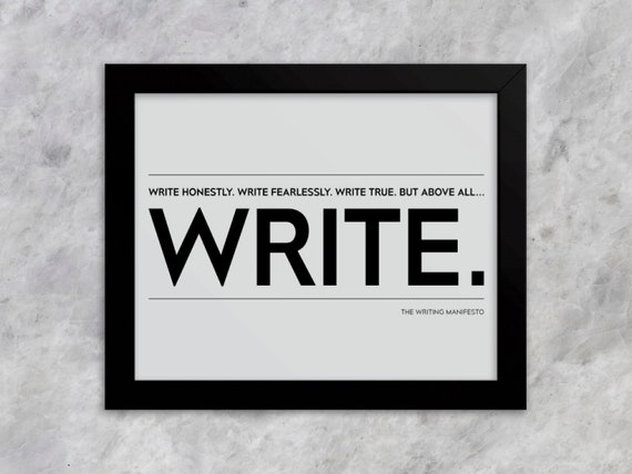 Writing Inspirational Quote 8x10 Inch Frame Print — "But Above All...Write" Motivational Wall Art Poster for Writers / Author Writer's Gift
