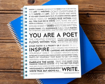 The Poetry Manifesto 6x8” Poet’s Journal / Inspirational Gift for Poets and Writers / Gratitude & Memory Spiral Ruled Line Writing Notebook