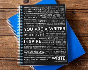 The Writing Manifesto 6x8” Writer Journal / Inspirational Gift for Author, Journalist, Poet / Gratitude & Memory Spiral Ruled Line Notebook