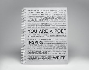 Inspirational Poetry Notebook — Gift for Poet, Author, English Teacher, Student / The Poetry Manifesto 6x8” Spiral Ruled Line Writer Journal