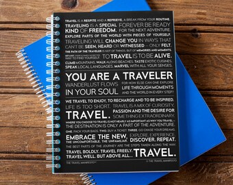 Traveler Journal 6x8” Spiral Ruled Line Book / Traveling Prompts Diary for Travel Lovers / Wanderlust Gifts / The Travel Manifesto Notebook