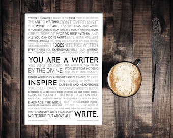 Writing Inspiration 12x16 Matte Print — Writer & Poet Quotes / Author Sign / Gift for Writer Man or Woman / The Writing Manifesto