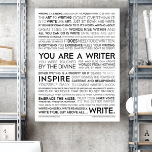 The Writing Manifesto Print Gift for Writer, Author, Poet, Novelist / Writer Inspiration Muse Sign / Writers Gift / 12x16in Glossy Poster image 1