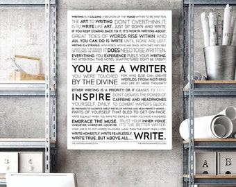 The Writing Manifesto Print —  Gift for Writer, Author, Poet, Novelist / Writer Inspiration Muse Sign / Writers Gift / 12x16in Glossy Poster