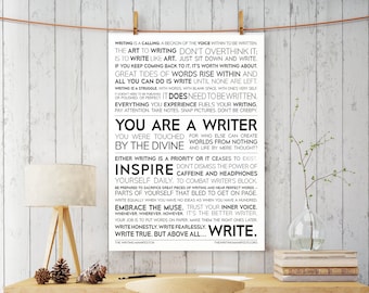 The Writing Manifesto 18x24&quot; Print for Writer, Author & Poet / Poetry Wall Art / Birthday Holiday Gift / English Classroom / Glossy Poster