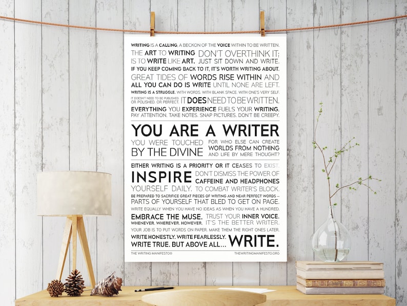 The Writing Manifesto 18x24 Print for Writer, Author & Poet / Poetry Wall Art / Birthday Holiday Gift / English Classroom / Glossy Poster image 1