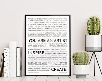 Artist Ethos Print, Motivational Wall Art Gift for Artists, Creatives, Makers & Designers