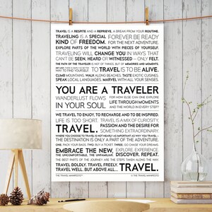 World Traveler Motivational Quotes Print - Wanderlust Cadeau pour compléter la carte, Journal, Carnet / Anniversaire, Graduation, Cadeau d’affiche de mariage