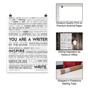 The Writing Manifesto 18x24 Print for Writer, Author & Poet / Poetry Wall Art / Birthday Holiday Gift / English Classroom / Glossy Poster image 3