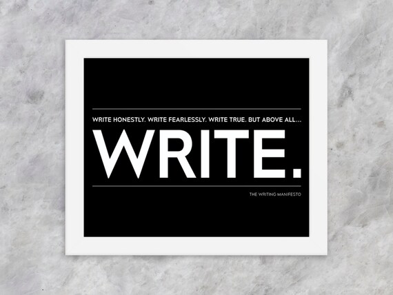 Writing Inspirational Print — "But Above All...Write" Motivational Wall Art Poster for Writers / Author Writer Quote 8x10 Inch Frame Gift