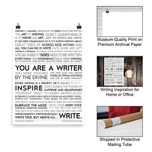 The Writing Manifesto Print Gift for Writer, Author, Poet, Novelist / Writer Inspiration Muse Sign / Writers Gift / 12x16in Glossy Poster image 3