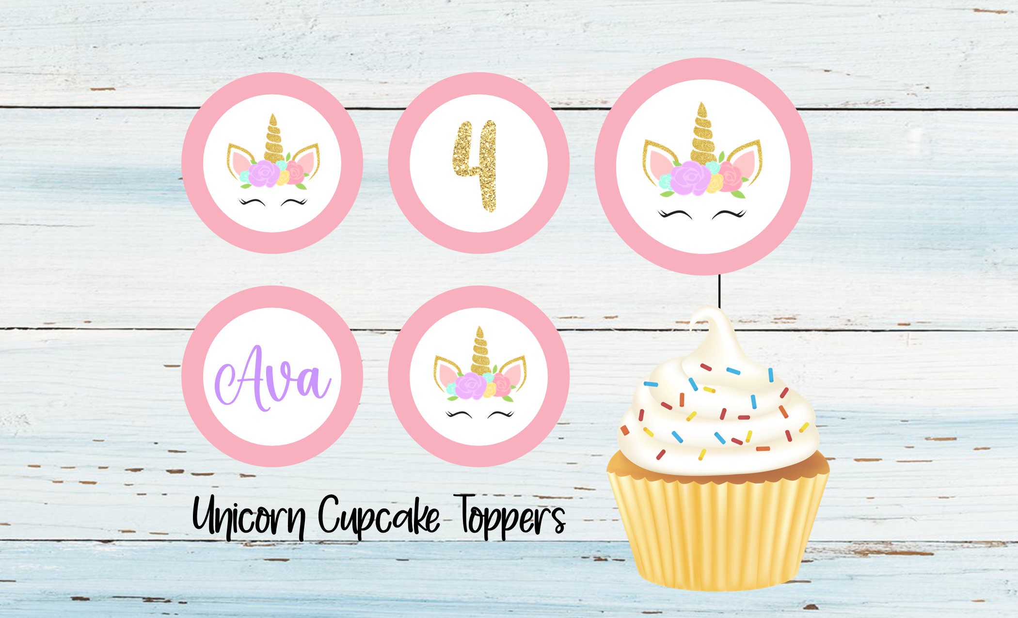 Unicorn Cupcake Toppers PRINTABLE Etsy