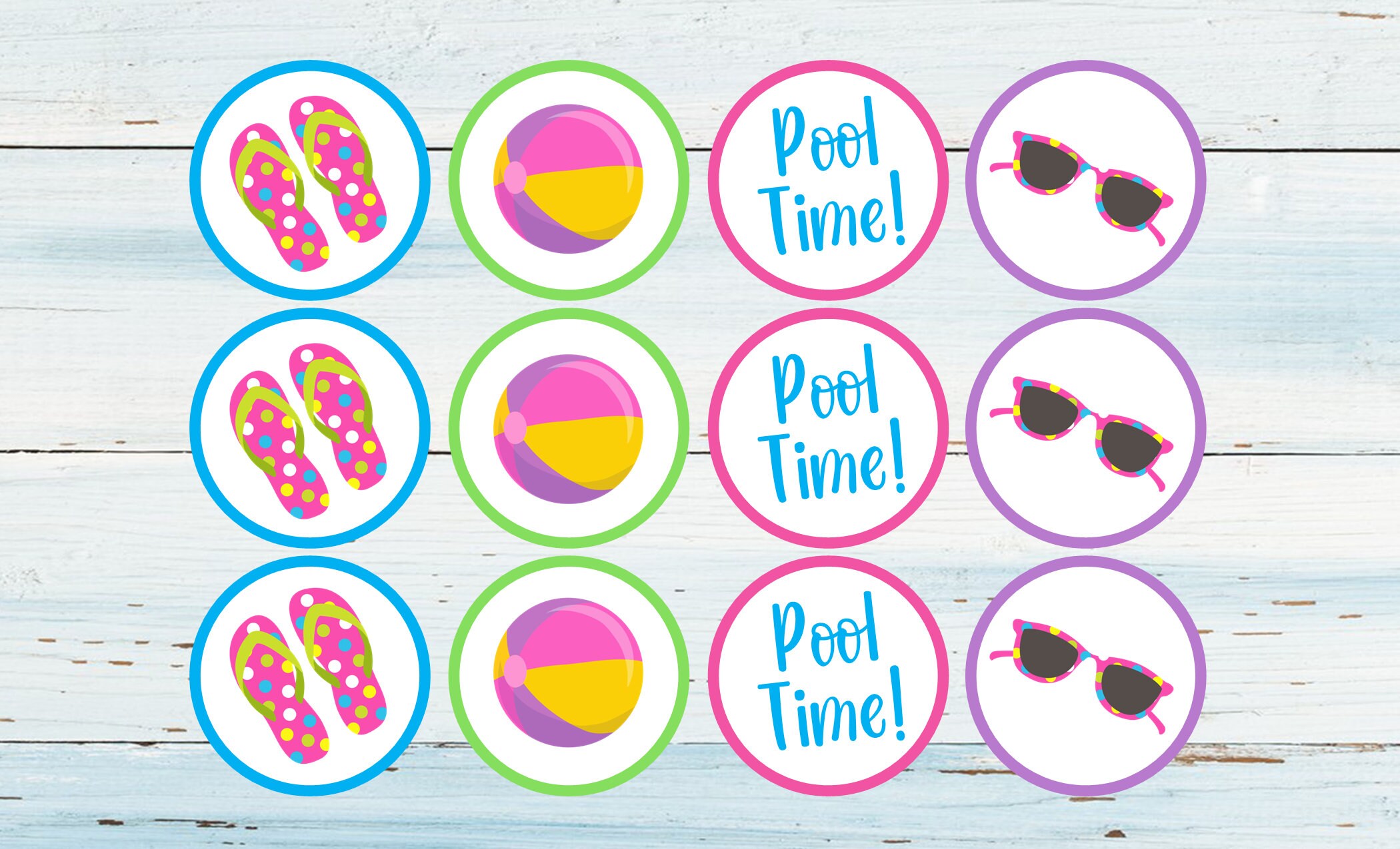 Pool Party Cupcake Toppers INSTANT DOWNLOAD Etsy