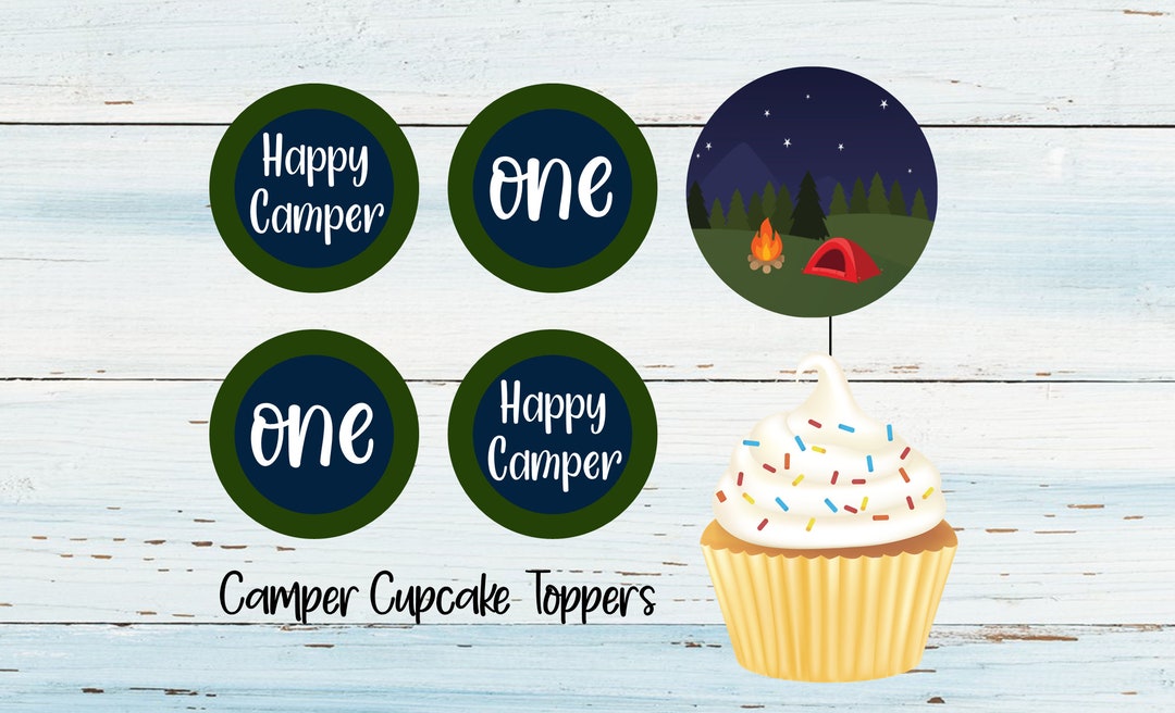 One Happy Camper Cupcake Toppers INSTANT DOWNLOAD - Etsy