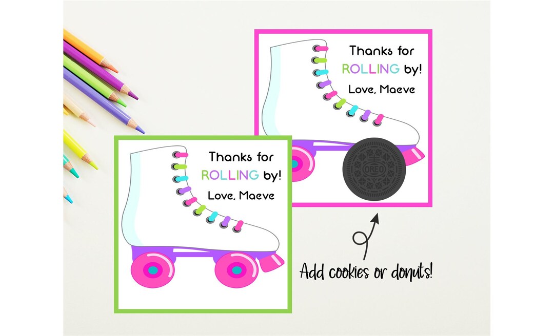 Roller Skate Favor Tags PRINTABLE - Etsy