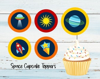 Space Cupcake Toppers INSTANT DOWNLOAD