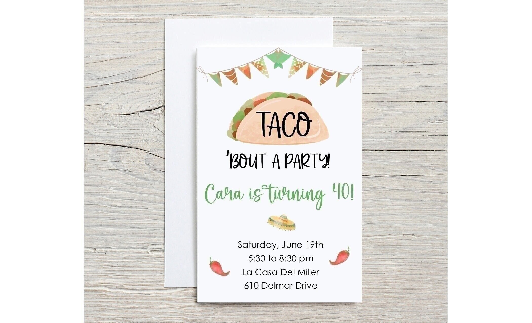 Taco Party Invitations A7 Invitations PRINTABLE