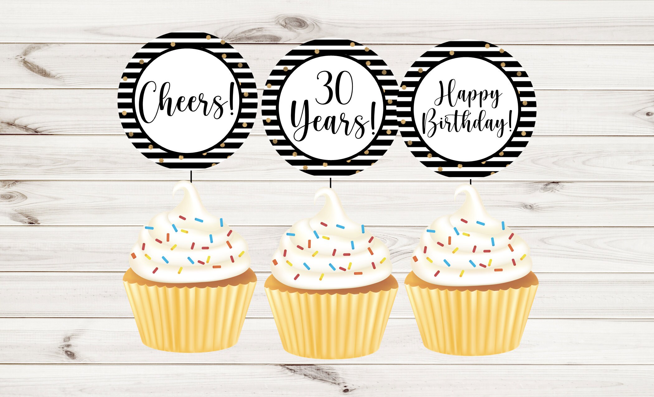 30th Birthday Cupcake Toppers INSTANT DOWNLOAD | Etsy