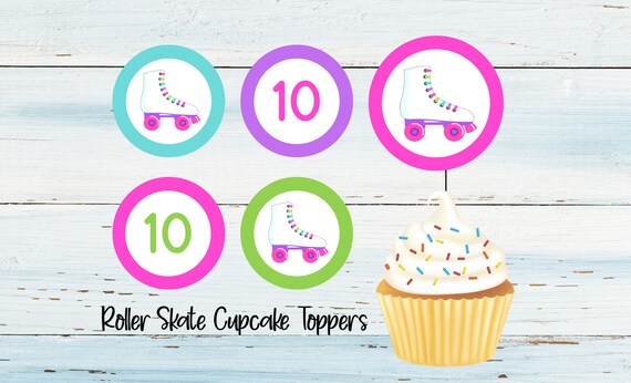 Roller Skate Cupcake Toppers PRINTABLE | Etsy