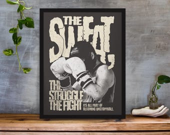 Lámina motivacional de boxeador: Arte mural para gimnasio (descarga digital)