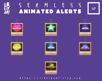 Vintage TV Animated Twitch Alerts: Stream Overlay for VTuber (7 WebM Files)