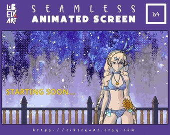 Pixel Anime Girl Twitch Overlay: Animated Stream Screens (Digital Download)