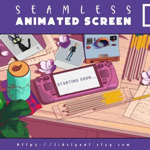Cartoon Steam Deck Animated Twitch Overlay: Sakura Desk Scene (Digital Download)