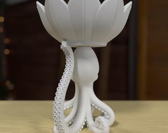 Octopus Lotus Decorative Tray | 3D Printed Ocean Trinket Dish