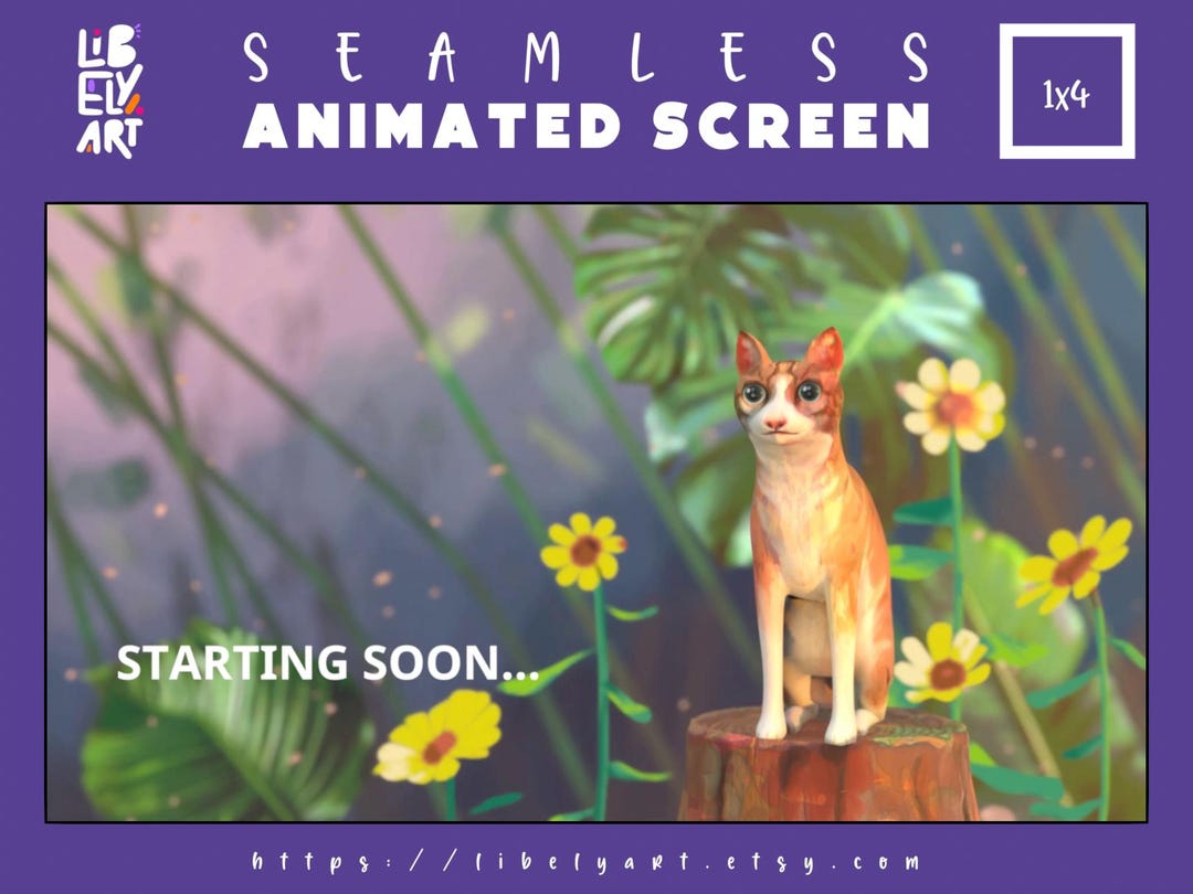 Cartoon Cat Twitch Overlay: Animated Stream Screens (digital Download ...