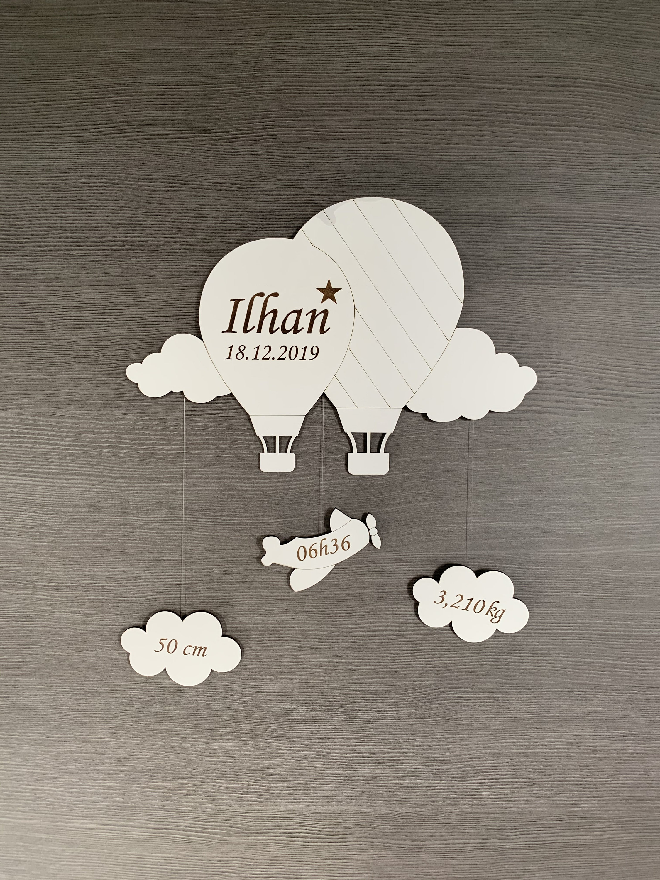 Suspension Murale Naissance Montgolfière