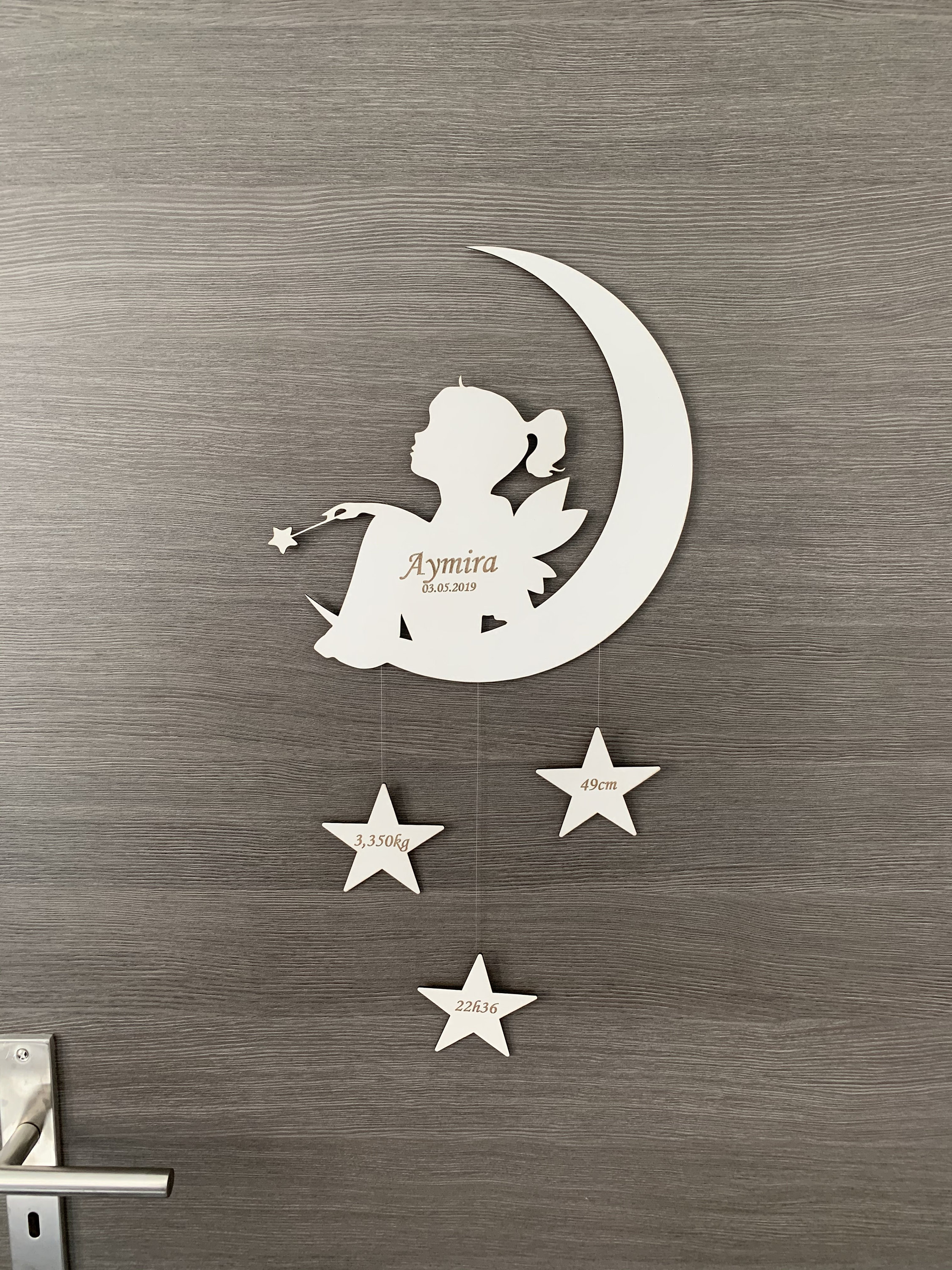 Suspension Murale Naissance Fée sur La Lune